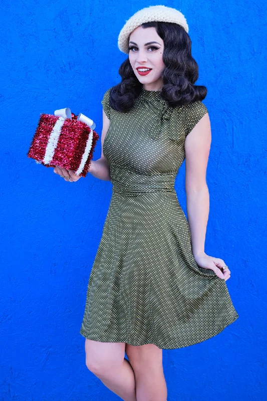 Olive Dot Bombshell Dress