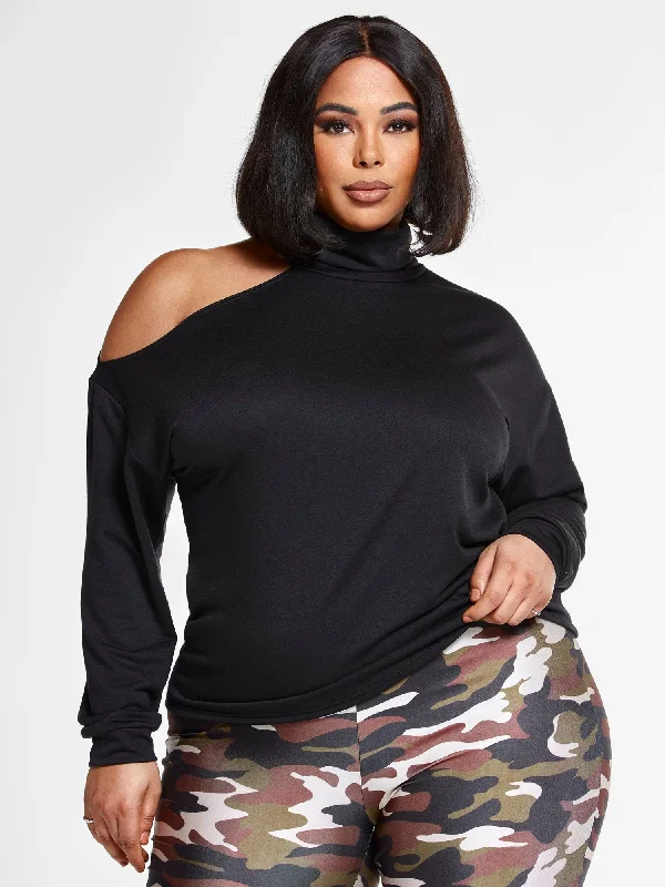 Lisette Mockneck Sweatshirt with Cutout Shoulder Detail