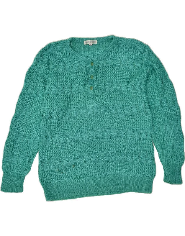 MALINA WONG Womens Crew Neck Jumper Sweater EU 40 Medium Turquoise