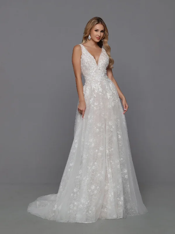 Davinci Bridal 50760 Beaded Sequin Lace A Line Wedding Dress V Neck Bridal Gown