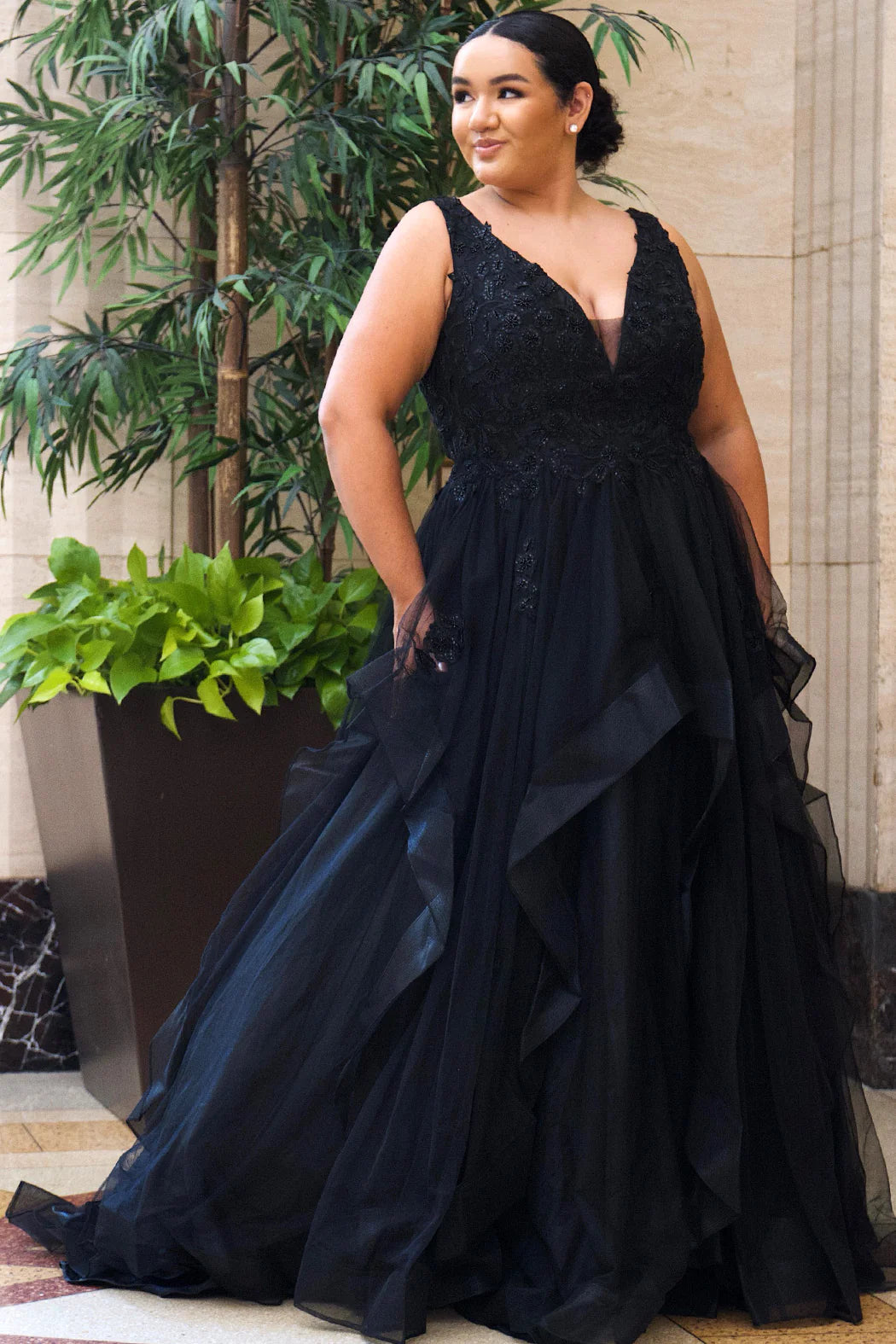 Sydneys Closet SC5285 Genevieve Black Or Ivory Bridal Dress