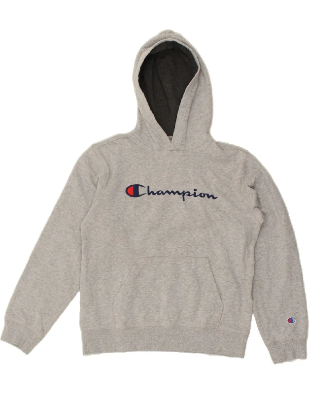 CHAMPION Womens Graphic Hoodie Jumper UK 18 XL Grey Cotton