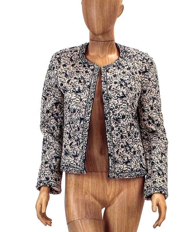 Quilted Print Jacket With Studs