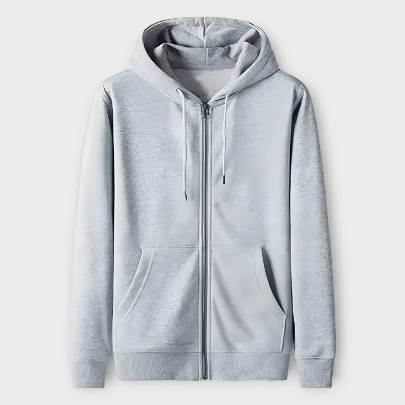 Winter Gray Zipper Basic Hoodie For Women's