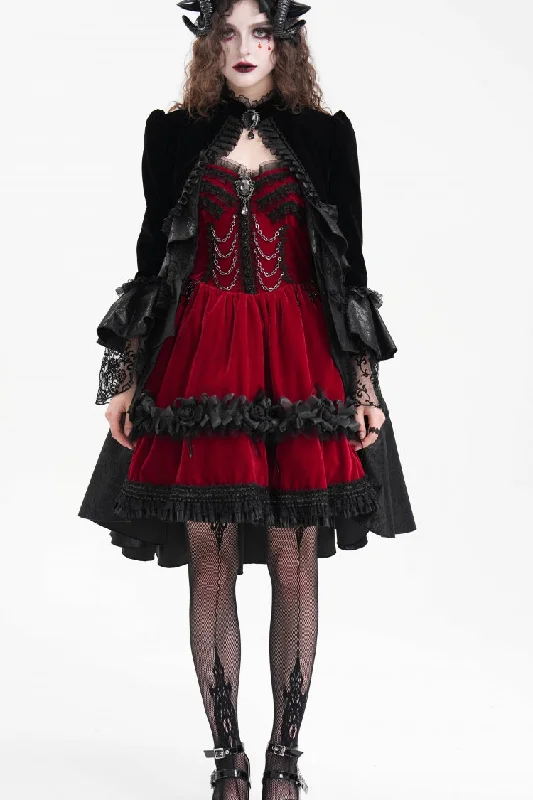 Black Long Sleeves Ruffle Lace Mesh Women's Gothic Jacket