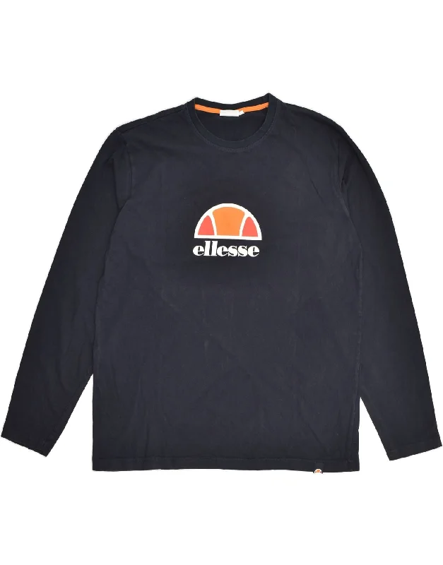 ELLESSE Womens Graphic Sweatshirt Jumper UK 18 XL Navy Blue Cotton