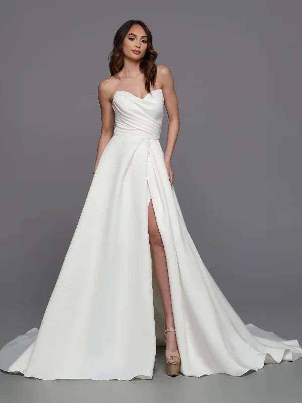 Davinci Bridal 50715 Strapless satin maxi slit wedding dress Corset Sweetheart gown