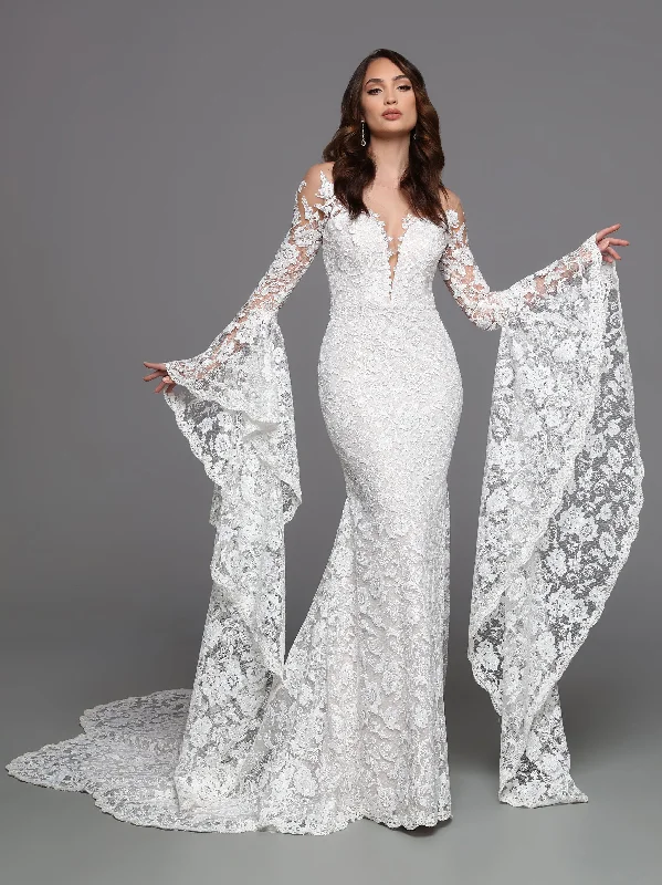 Davinci Bridal 50735 Long Bell Sleeve Lace Wedding Dress Sheer Mermaid Bridal Gown