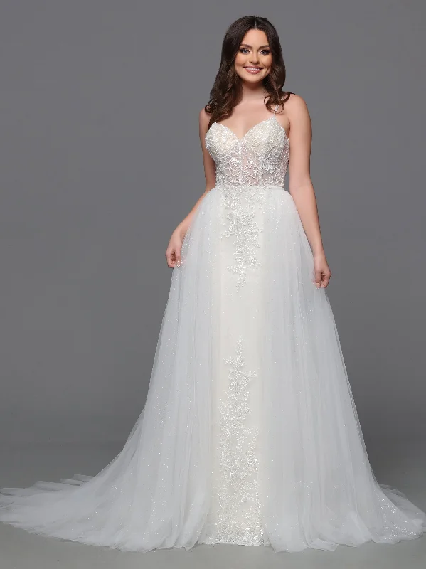 Davinci Bridal 50843 Sheer Beaded Wedding Dress Detachable Overskirt sequin Bridal Gown