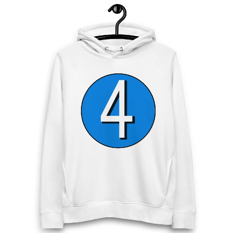 Unisex pullover hoodie: White on Blue 4