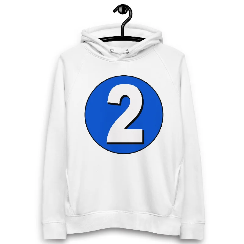 Unisex pullover hoodie: White on Periwinkle 2