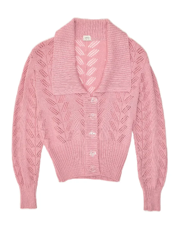 CAPRICE Womens Cardigan Sweater UK 12 Medium Pink Polyacrylic