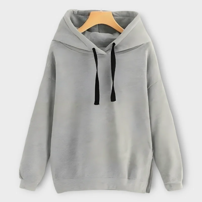 Winter Gray Basic Hoodie For Women's