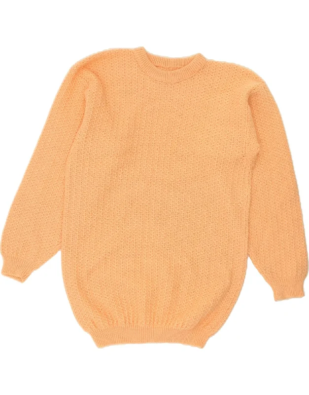 VINTAGE Womens Crew Neck Jumper Sweater UK 14 Large Orange