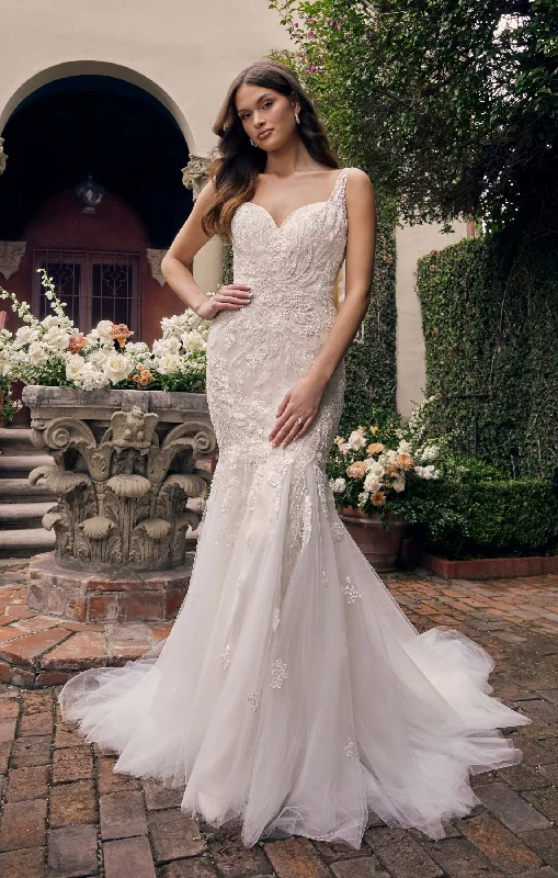 Casablanca Bridal 4546 Sylvie Mermaid Sweetheart Neckline Tulle Floral Lace Train Wedding Gown