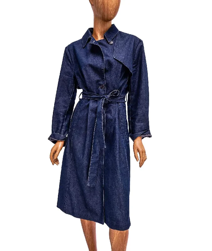 Trench Coat with Button Closure and Waist Tie