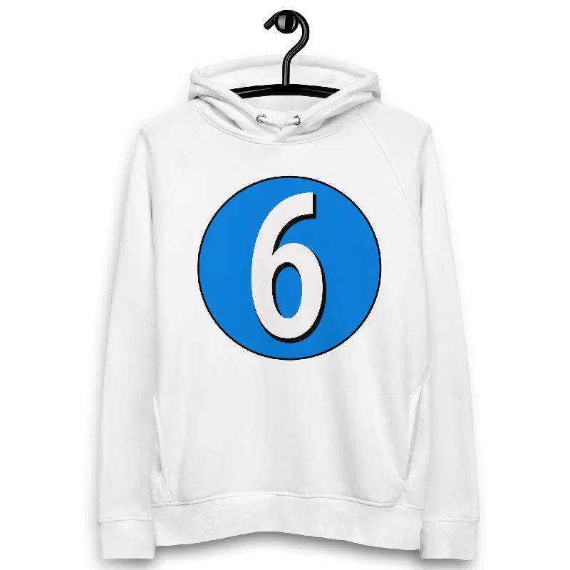 Unisex pullover hoodie: White on Blue 6