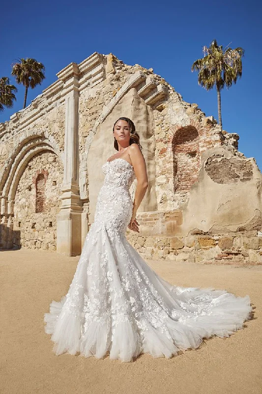 Casablanca Bridal 2471FB Paulina Wedding Dress Lace Ruffled Hem Detachable Off the Shoulder Sleeves