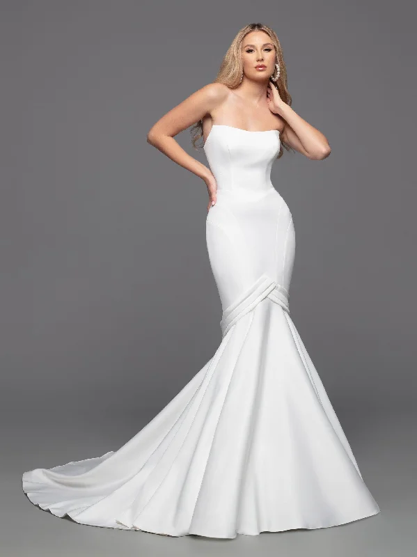 Davinci Bridal Gown 50816 size 12 Ivory Long Fitted Mermaid Wedding Dress Pointed strapless