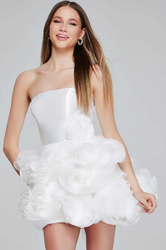 Jovani 40334 Rosette Homecoming Dress Strapless Cocktail Dress