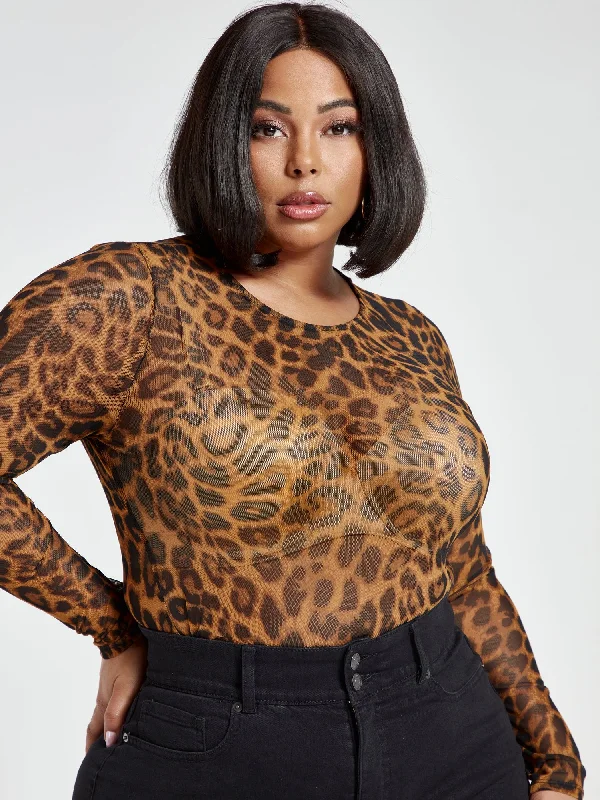 Renee Leopard Mesh Top