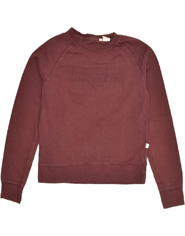 TIMBERLAND Womens Graphic Sweatshirt Jumper UK 14 Large Burgundy Cotton