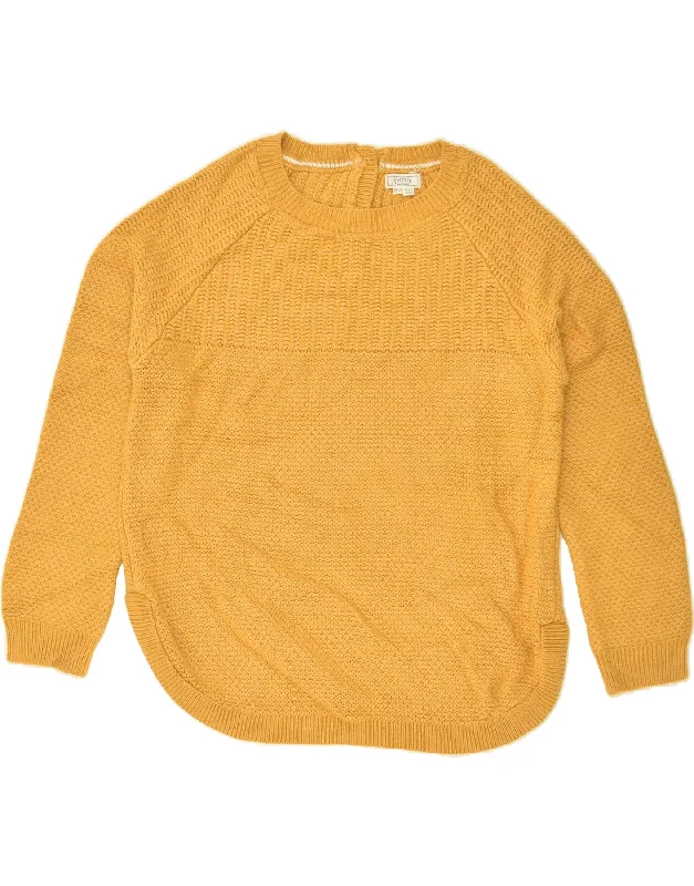 FAT FACE Womens Boat Neck Jumper Sweater UK 12 Medium  Yellow Acrylic