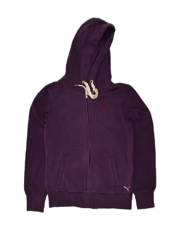 PUMA Womens Zip Hoodie Sweater UK 10 Small  Purple Cotton