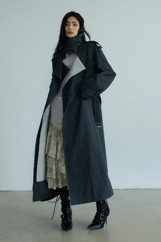 Two-Tone Oversized Trench Coat