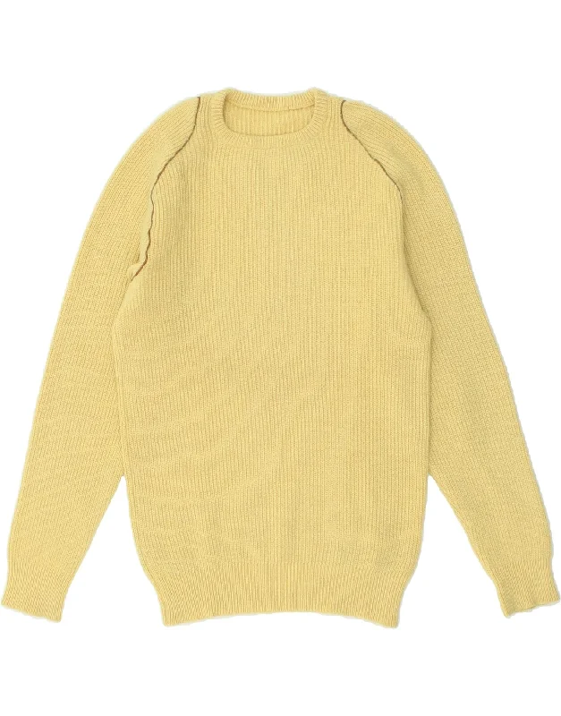 VINTAGE Womens Crew Neck Jumper Sweater UK 14 Large Yellow