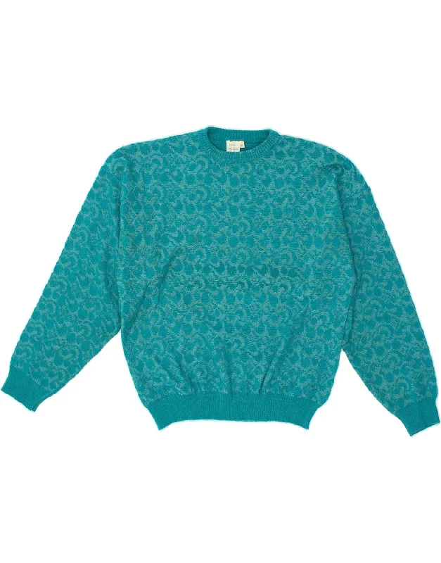 VINTAGE Womens Crew Neck Jumper Sweater IT 50 Medium Turquoise Paisley