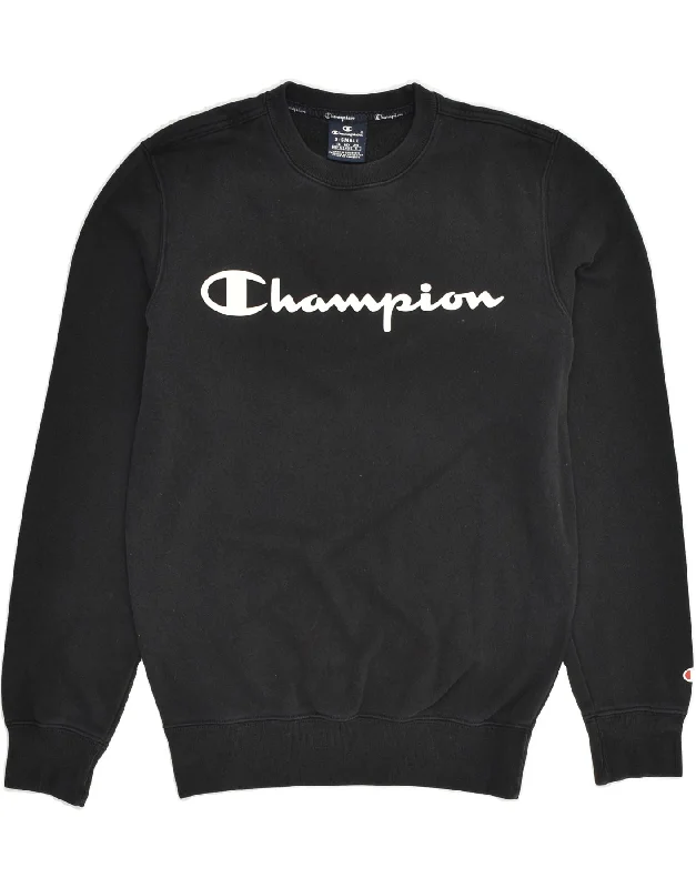 CHAMPION Womens Graphic Sweatshirt Jumper UK 6 XS Black Cotton