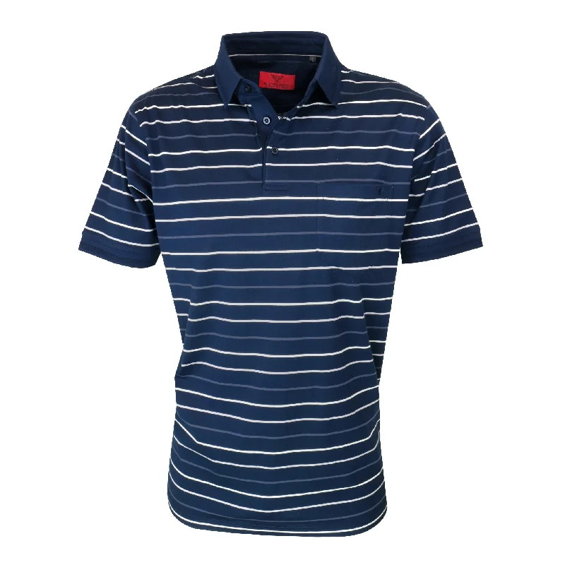 R.F. Scott - Verman Polo - Navy Stripe