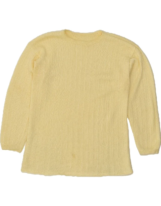 VINTAGE Womens Crew Neck Jumper Sweater UK 18 XL Yellow