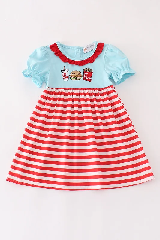 Red stripe chick fil a embroidery dress