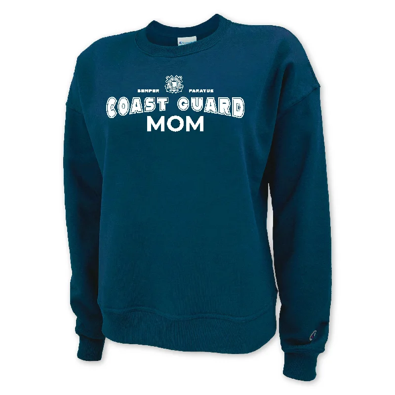 Coast Guard Champion Mom Ladies Crewneck (Navy)