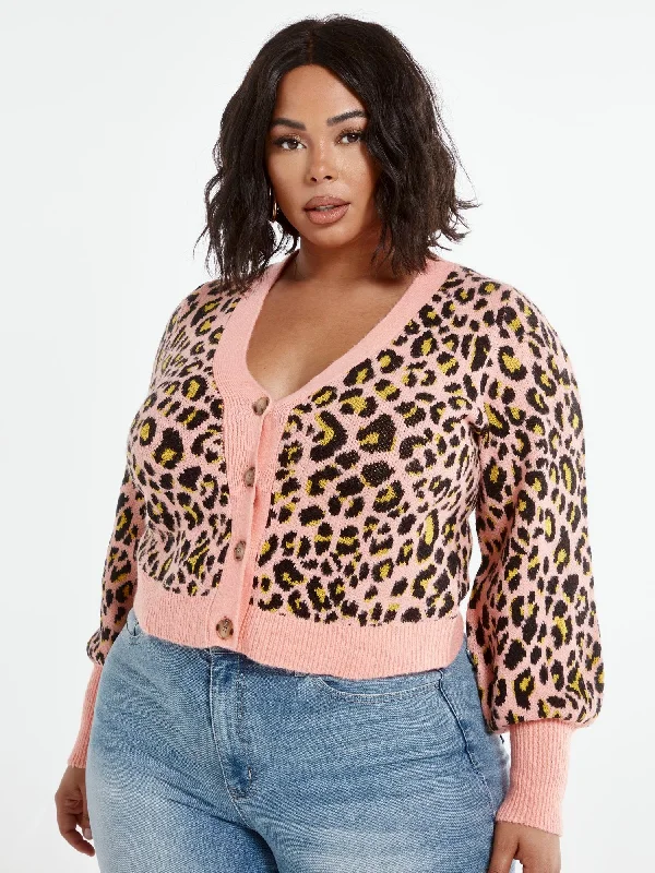 Olivia Leopard Print Cropped Cardigan