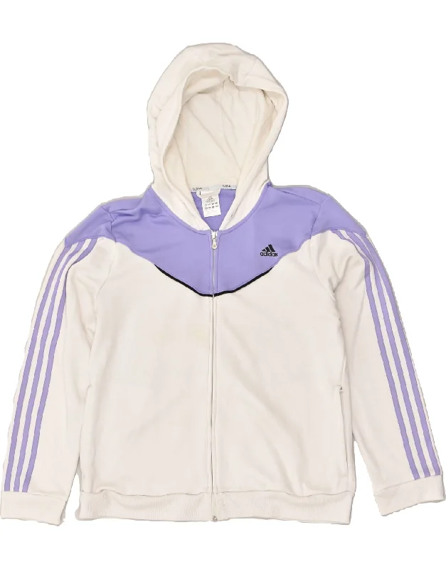 ADIDAS Womens Climalite Zip Hoodie Sweater UK 20 2XL White Colourblock