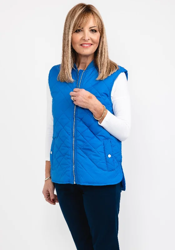 b.young Canna Quilted Short Gilet, Blue