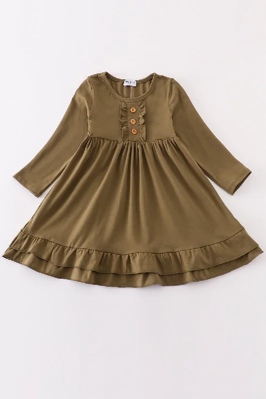 Forest ruffle girl dress