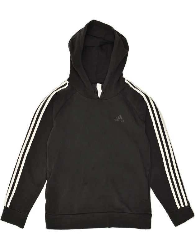 ADIDAS Womens Hoodie Jumper UK 12/14 Medium Black Cotton