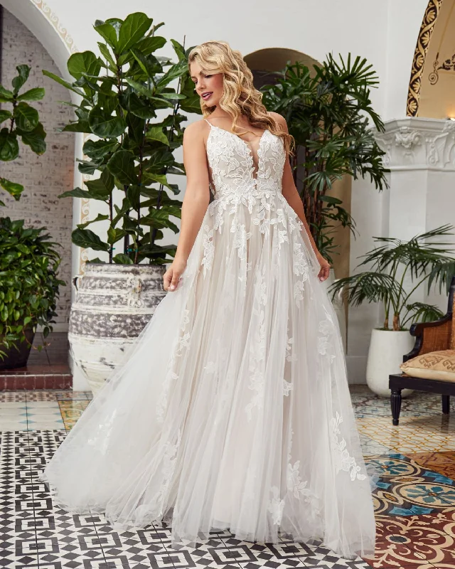 Casablanca Beloved Bridal BL354 Detailed Floral Lace Applique Bodice Plunging V Neck  V Cutout Sides