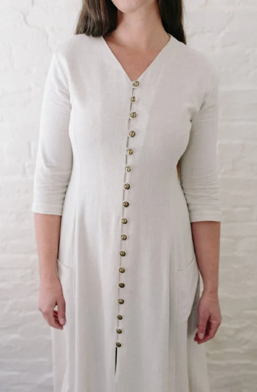 Fiona Dress in Oat Linen