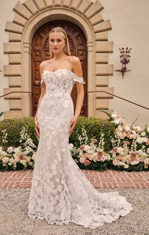 Casablanca Bridal 2544 Geneve Wedding Dress Fit And Flare Illusion Bodice Off The Shoulder Sweetheart Neckline Floral Lace Appliques Wedding Gown