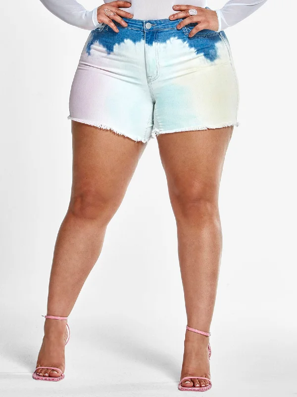 Tie Dye Dip Denim Shorts