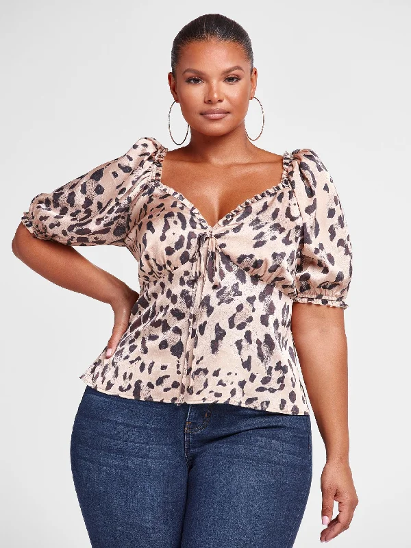 Chelsea Leopard Print Puff Sleeve Top