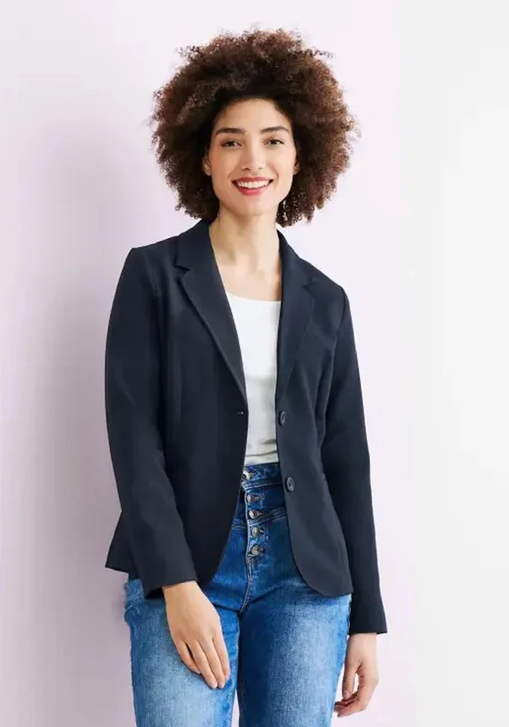 Street One Single Breasted Blazer, Deep Blue