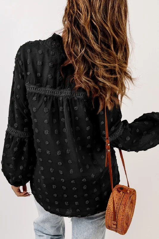 Embroidered Dotted Long Sleeve Top