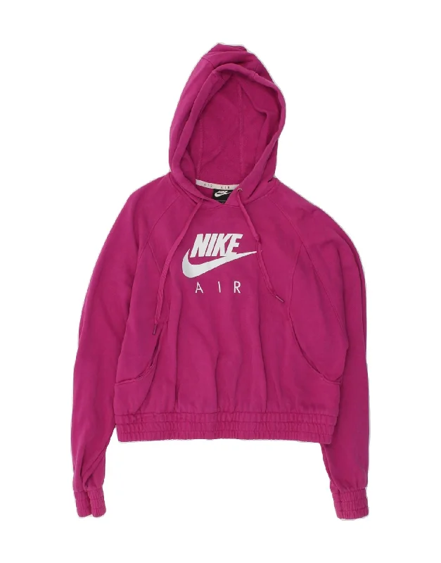 NIKE Womens Air Graphic Hoodie Jumper UK 14 Medium Purple Cotton