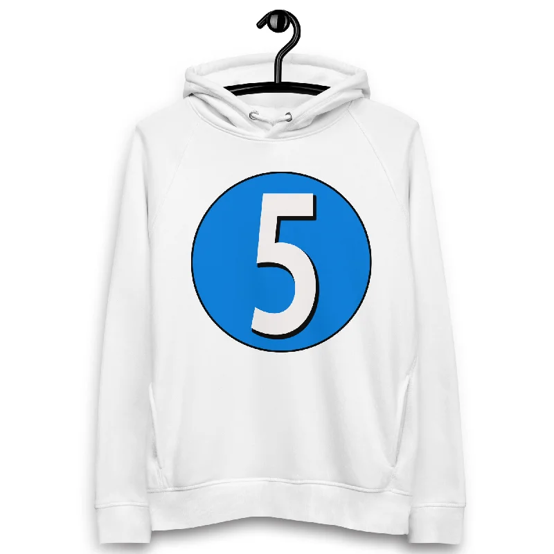 Unisex pullover hoodie: White on Blue 5